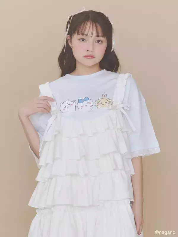「『ちいかわ』×merry jennyコラボが7月15日発売！ちいかわ達の立体マスコット付きリボントート＆ゆめかわTeeが登場」の画像