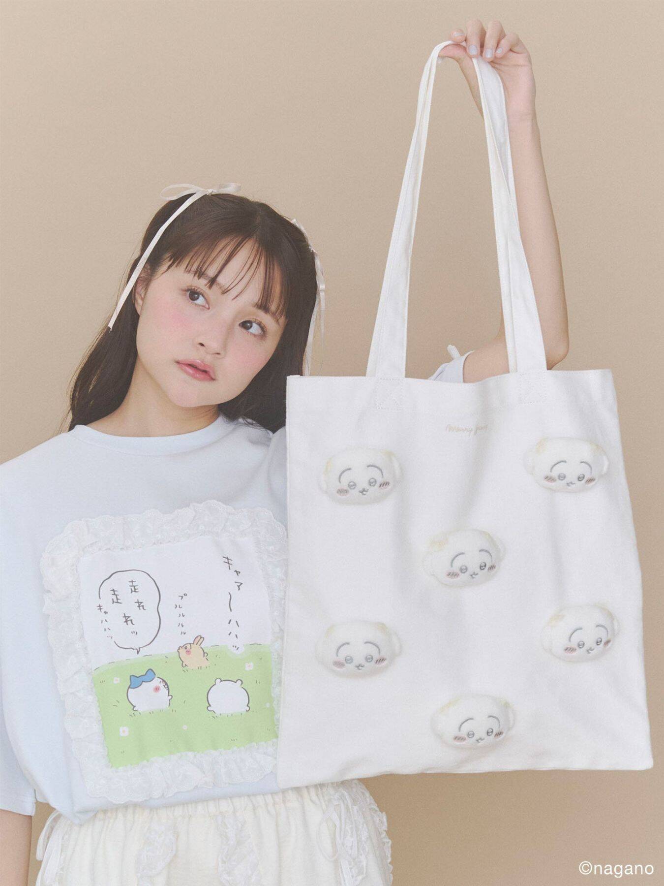 『ちいかわ』×merry jennyコラボが7月15日発売！ちいかわ達の立体マスコット付きリボントート＆ゆめかわTeeが登場