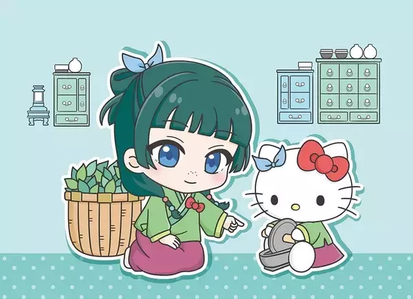 「「薬屋のひとりごと×サンリオ」コラボが6月24日先行通販開始！猫猫×ハローキティの描き下ろしアクスタ・缶バッジが尊い」の画像