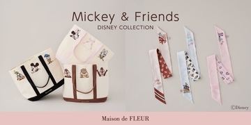 Maison de FLEUR「ミッキー＆フレンズ」の刺繍トートとリバーシブルスカーフが11月1日発売！各3色で登場
