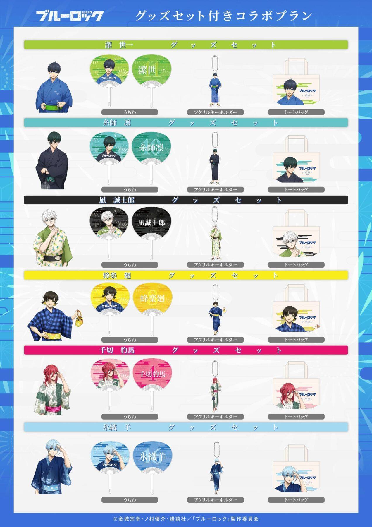 「ブルーロック×着物レンタルVASARA」浴衣コラボが7月6日開催！潔の伊勢海老・凪のナマケモノなど“推しの好き”を纏う浴衣