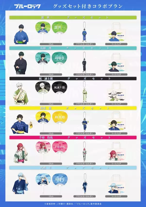 「「ブルーロック×着物レンタルVASARA」浴衣コラボが7月6日開催！潔の伊勢海老・凪のナマケモノなど“推しの好き”を纏う浴衣」の画像