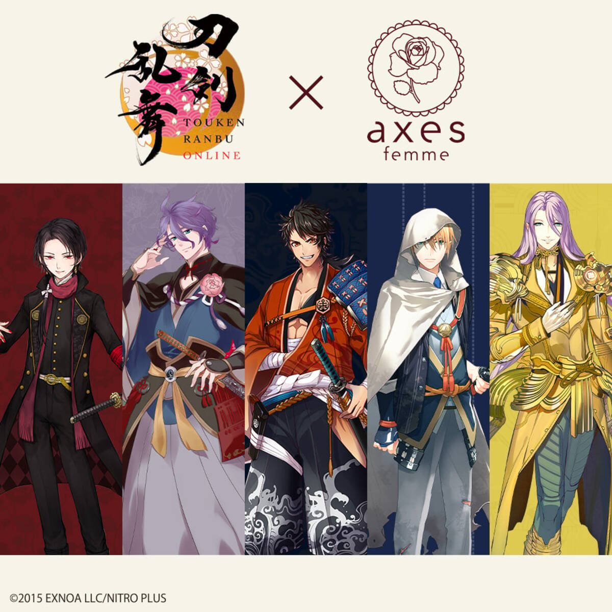 刀剣乱舞×アクシーズファム」コラボが決定！始まりの五振りイメージの 