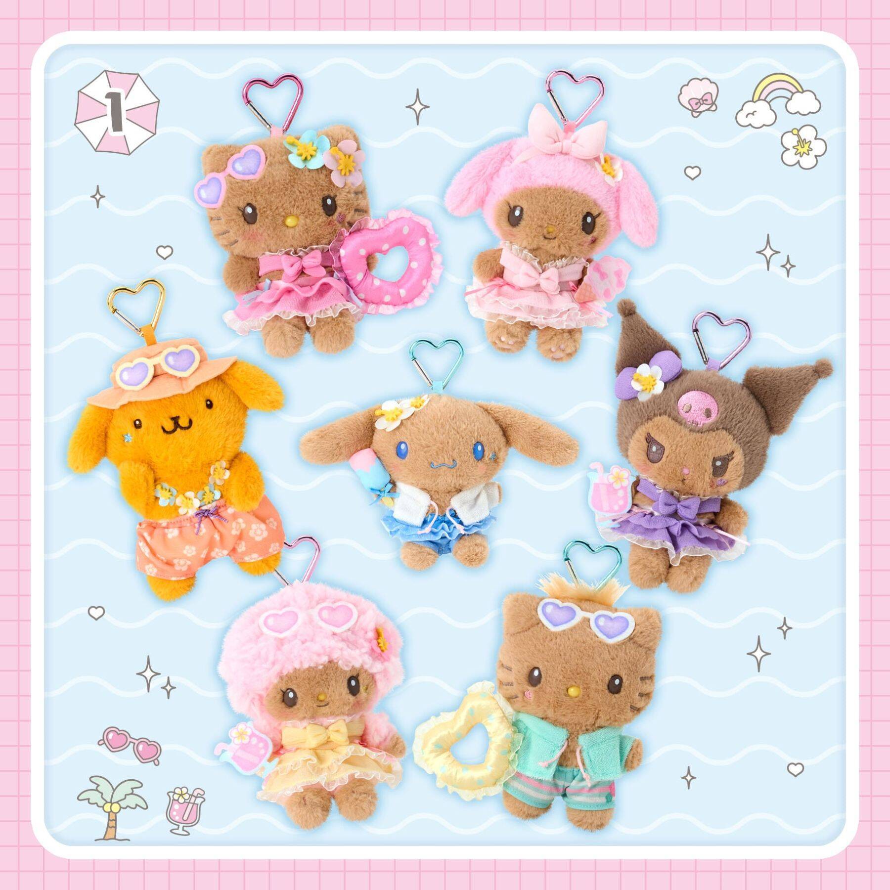 日焼けキティ＆クロミが水着姿に♪サンリオ「きらめきサマープール」8月19日発売、マスコットホルダー全7種が尊い