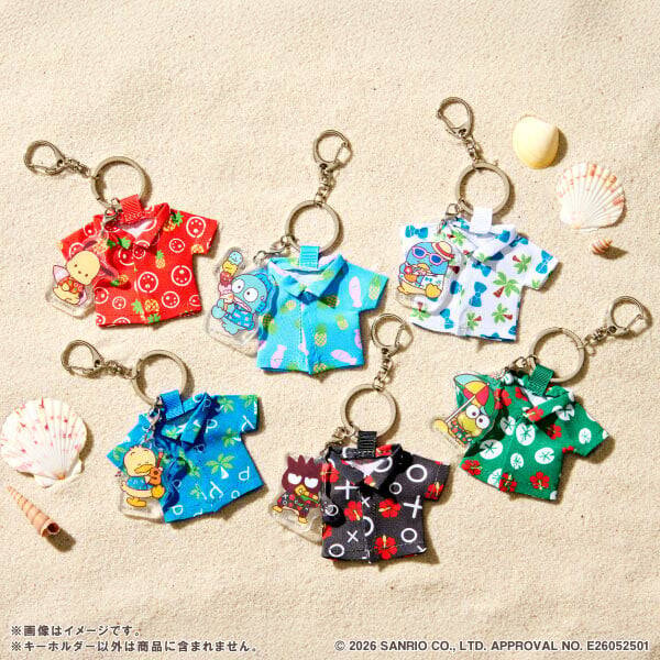 サンリオ「はぴだんぶい」夏グッズがファミマ限定で7月9日発売！日焼けキャラのアロハシャツキーホルダー＆エコバッグ登場