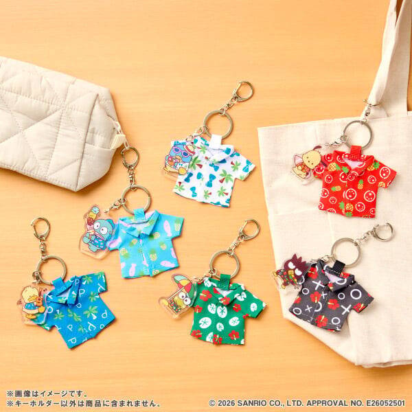 サンリオ「はぴだんぶい」夏グッズがファミマ限定で7月9日発売！日焼けキャラのアロハシャツキーホルダー＆エコバッグ登場