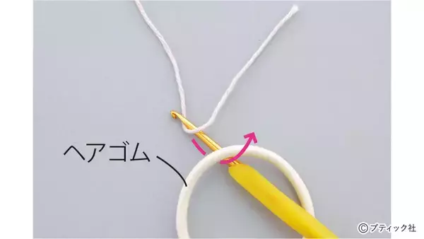 「かぎ針編みの「シュシュ」の作り方」の画像