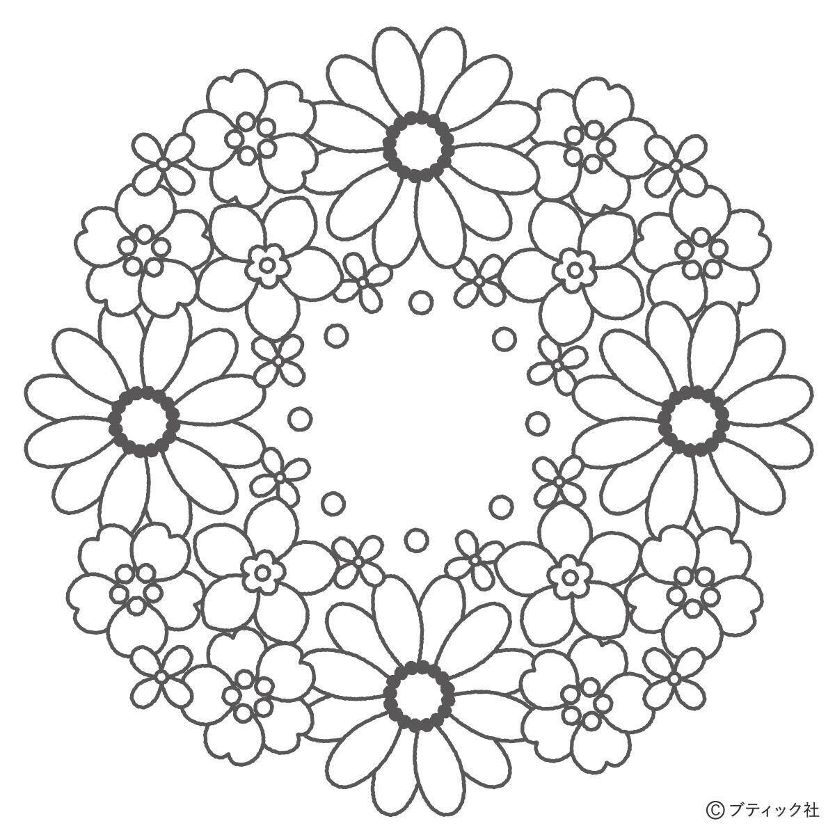 こどもマンダラぬりえ「はな」