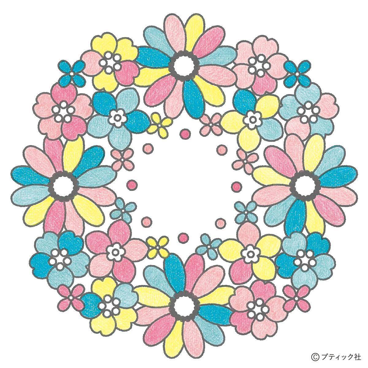 こどもマンダラぬりえ「はな」