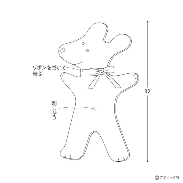 「海外風ぬいぐるみ「白いイヌ」の作り方」の画像