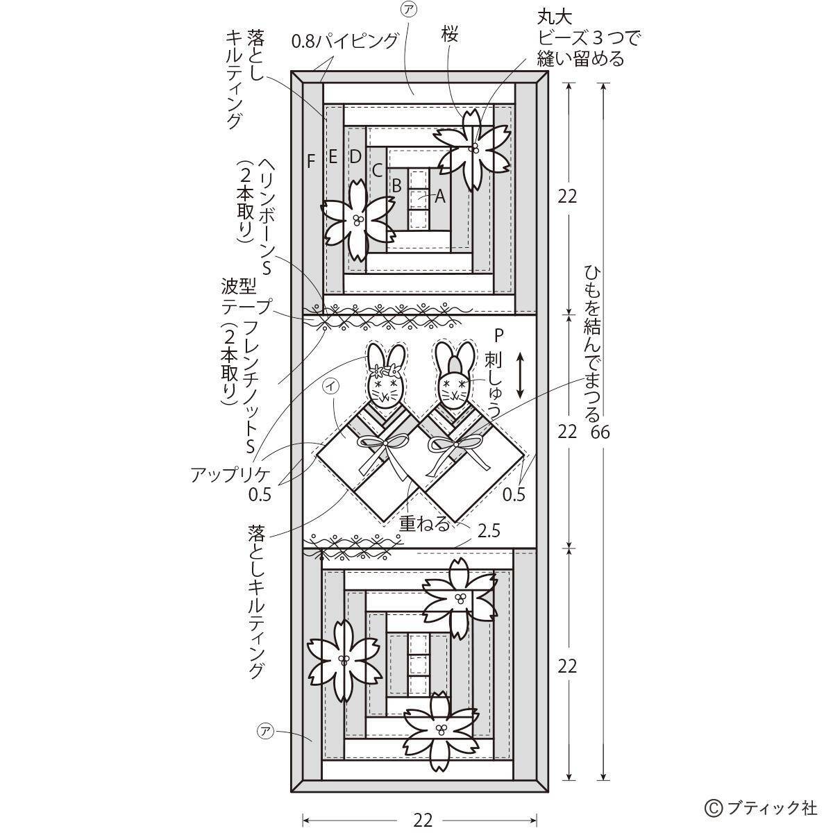 「キルトに描くお雛様」の作り方