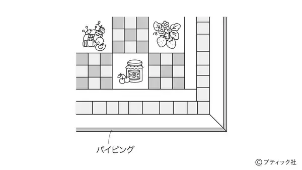 「「四角つなぎとブルーワークのタペストリー」の作り方」の画像
