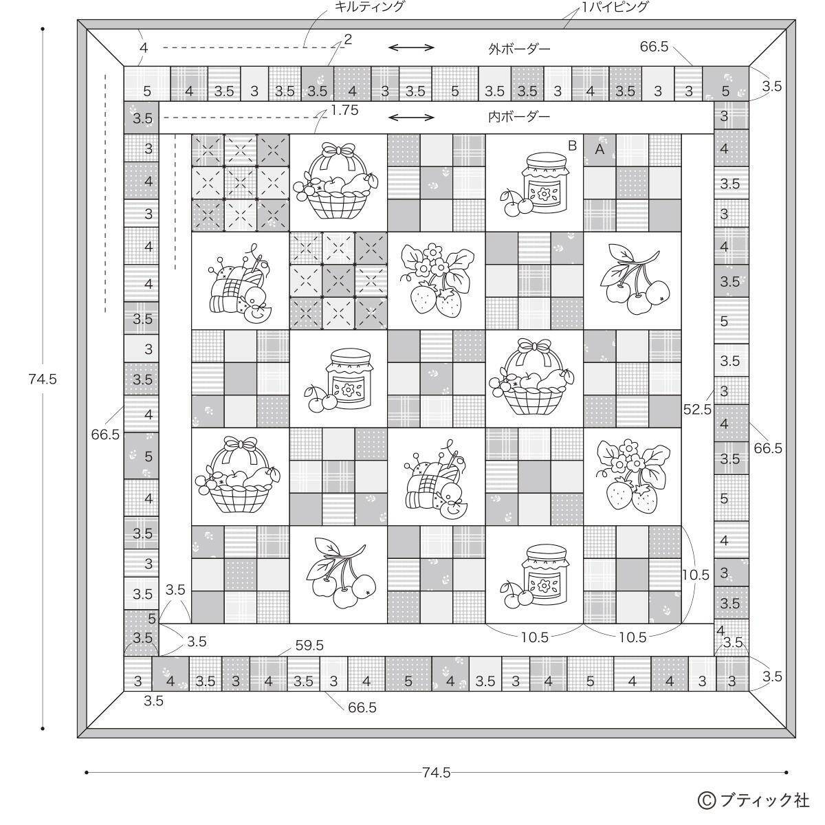 「四角つなぎとブルーワークのタペストリー」の作り方