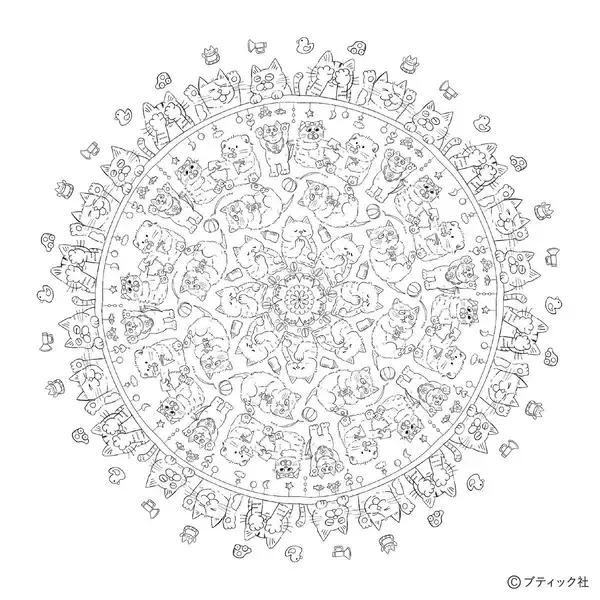 「ねこだらけのマンダラぬりえ「Baby cats」」の画像