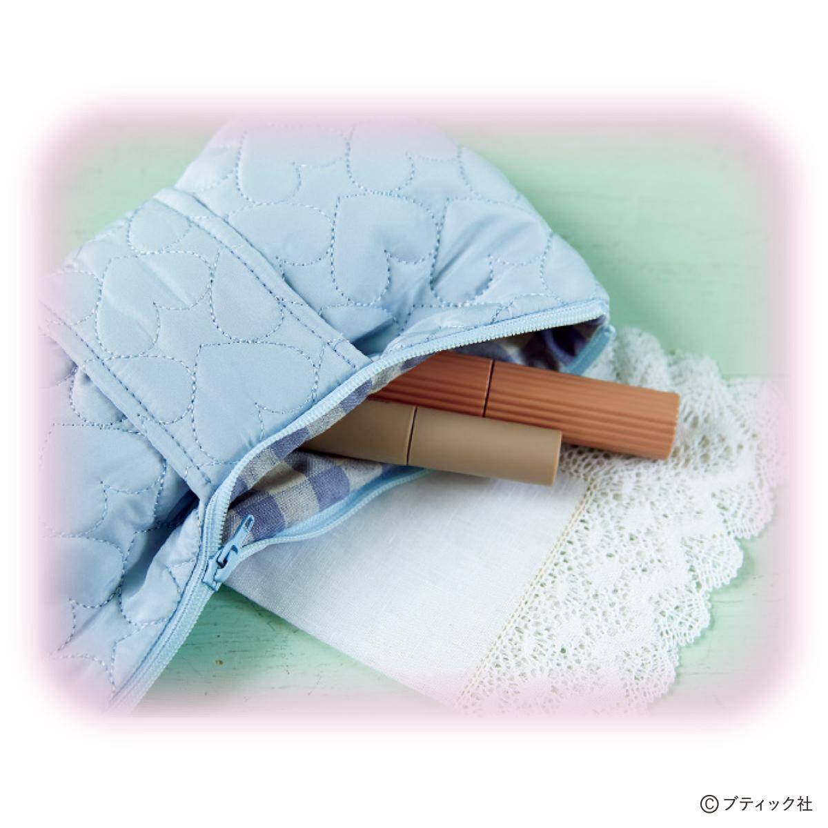 「ハートキルトリボンポーチ」の作り方