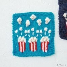 編み込み模様のパターン「ポップコーン（青）」の編み方