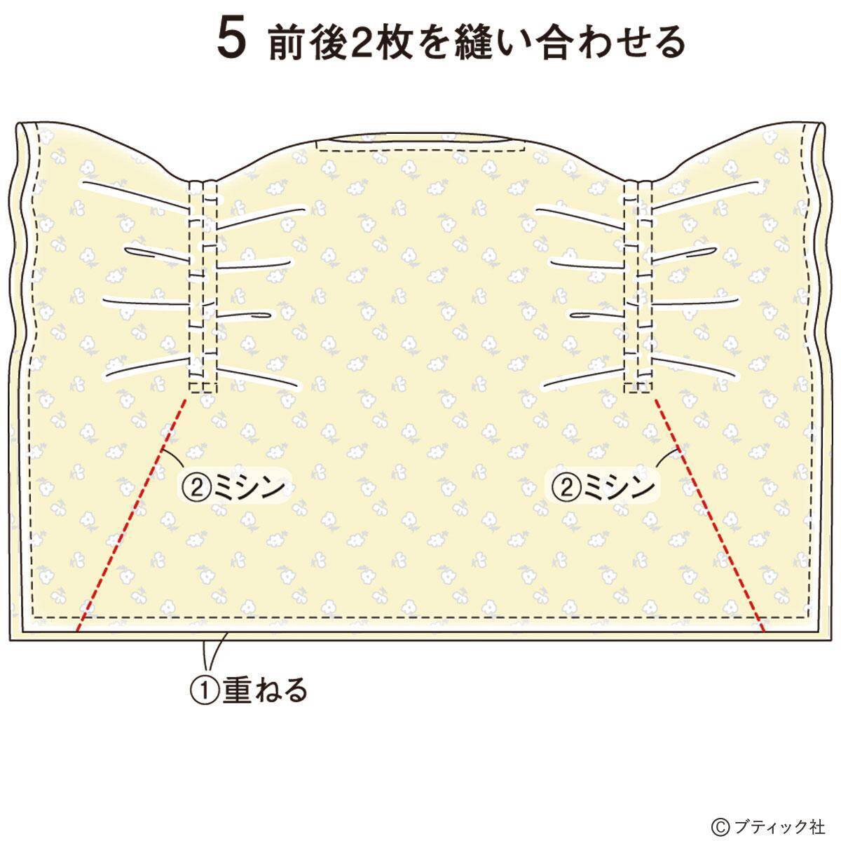 まっすぐ縫いの服「ギャザー使いのスクエアブラウス」作り方