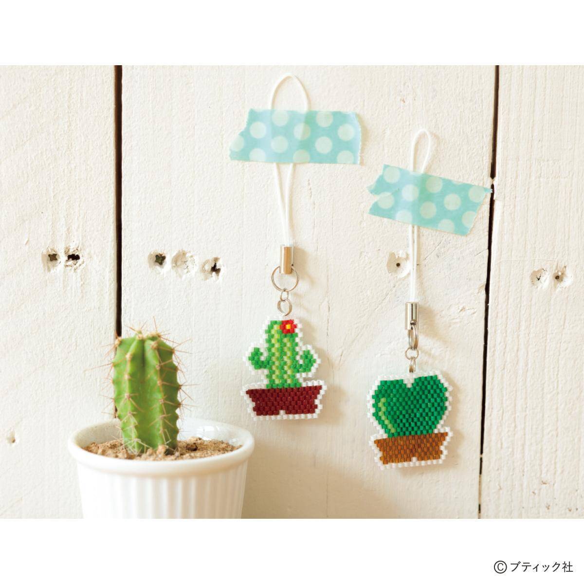 シェイプドステッチのモチーフ「サボテン(細)」の作り方