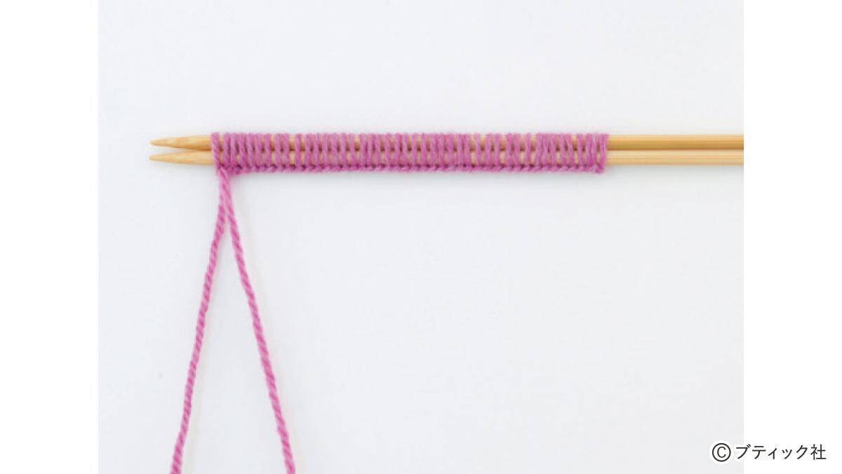 「1目ゴム編みのハンドウォーマー」の編み方