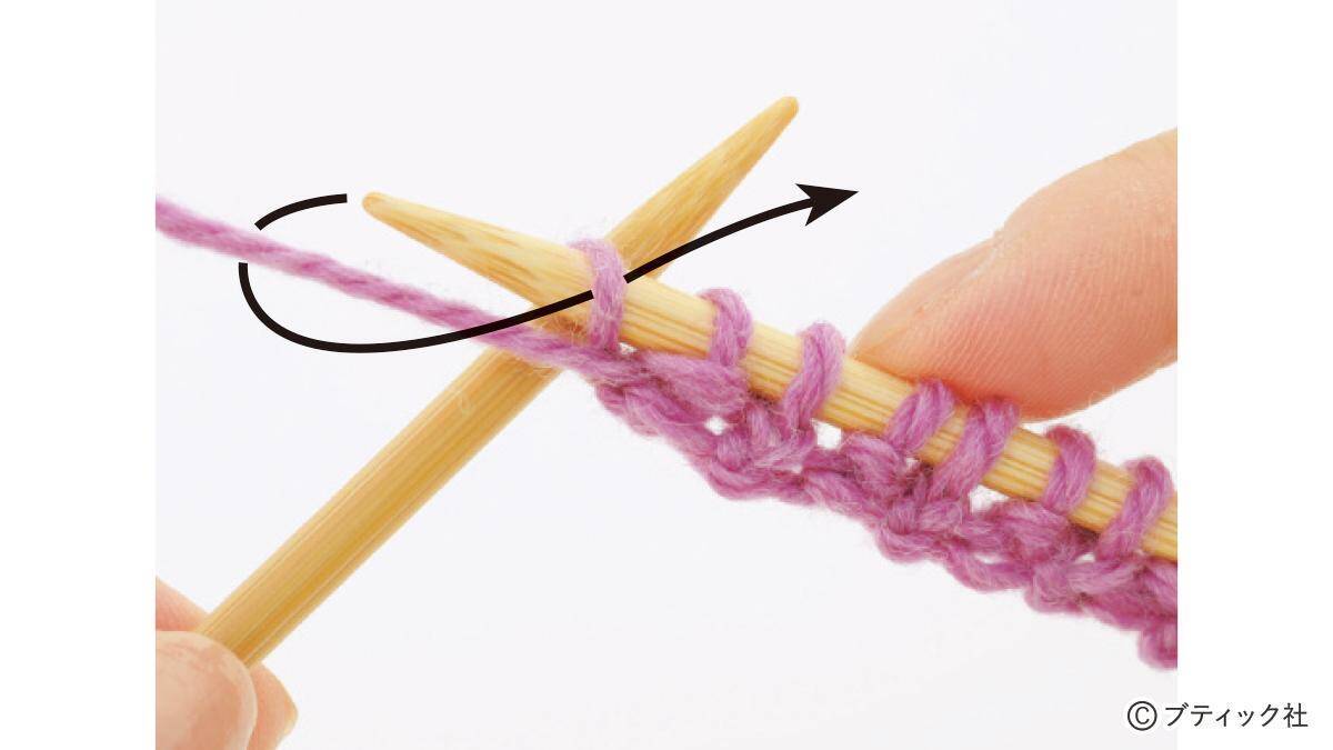 「1目ゴム編みのハンドウォーマー」の編み方