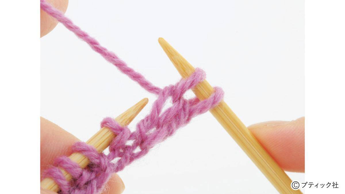 「1目ゴム編みのハンドウォーマー」の編み方