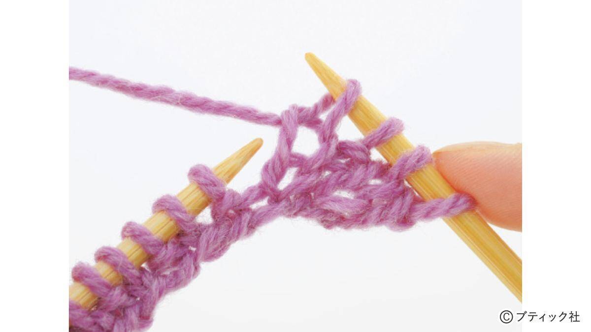 「1目ゴム編みのハンドウォーマー」の編み方