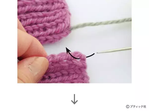 「「1目ゴム編みのハンドウォーマー」の編み方」の画像