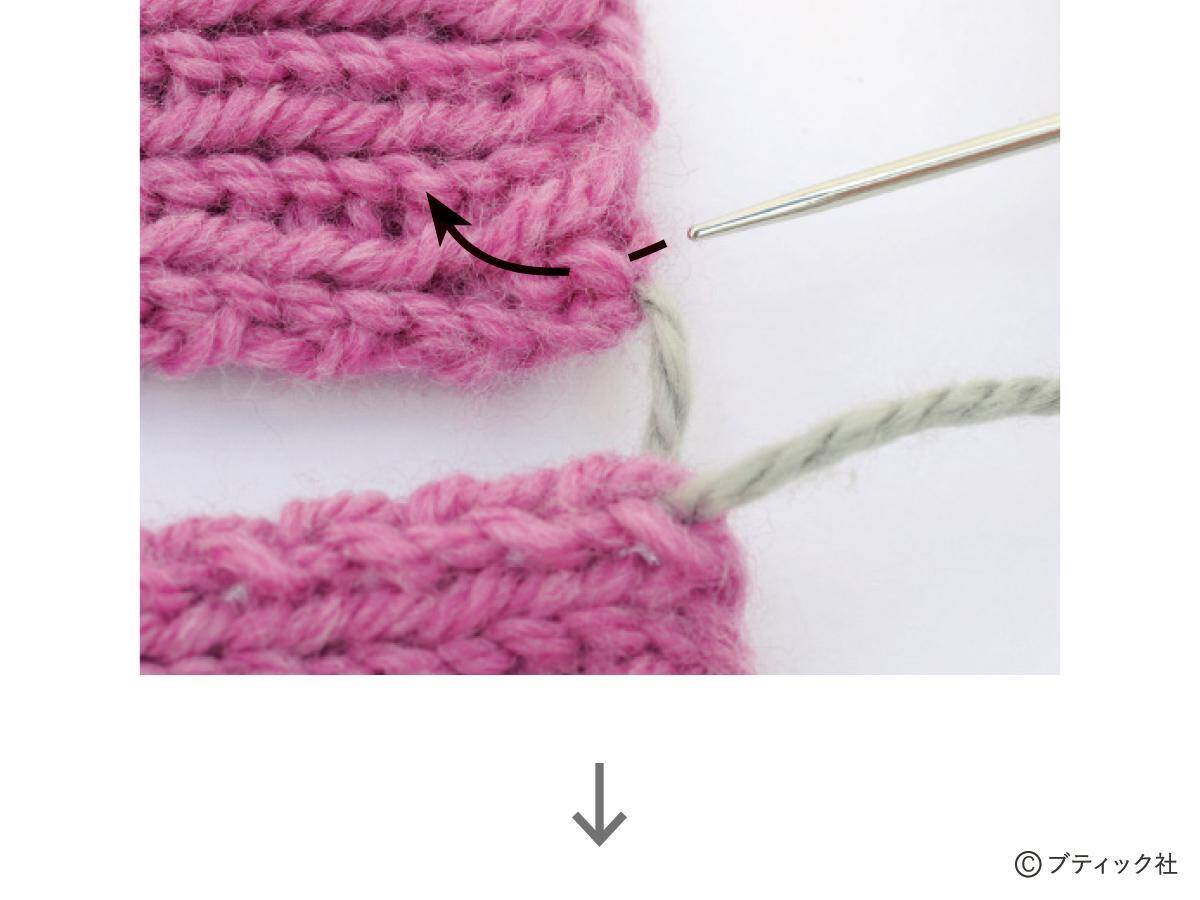 「1目ゴム編みのハンドウォーマー」の編み方