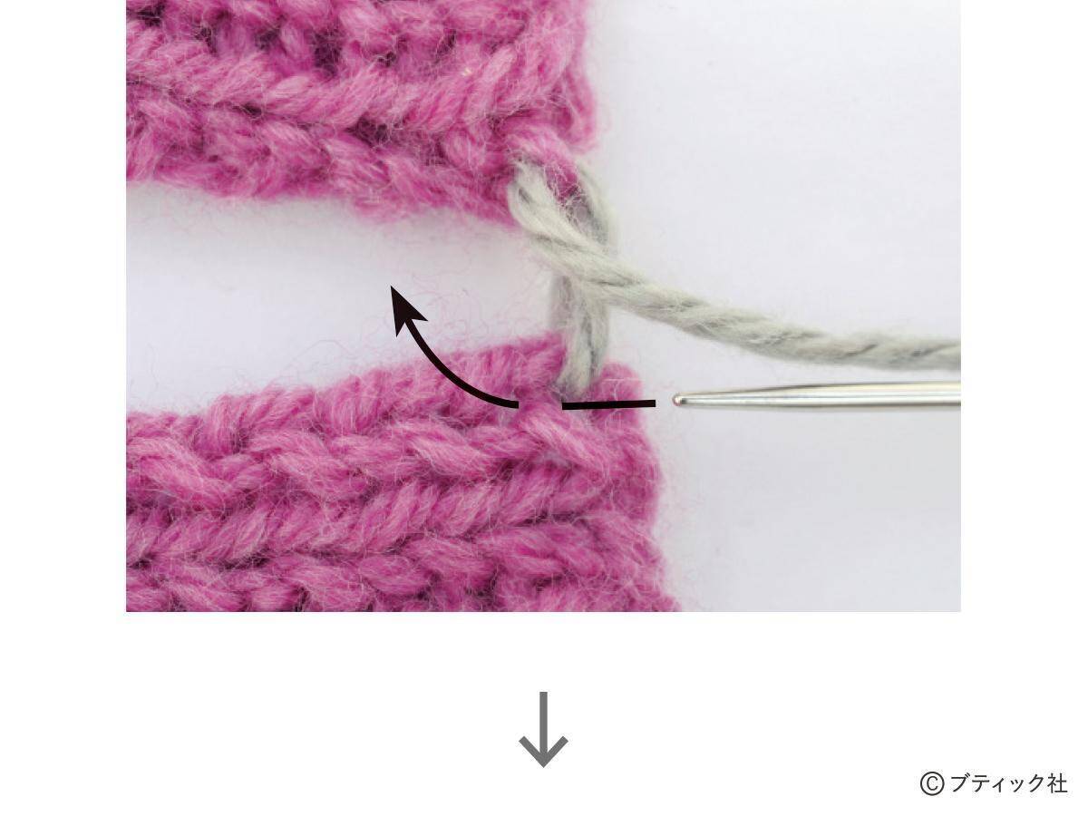 「1目ゴム編みのハンドウォーマー」の編み方