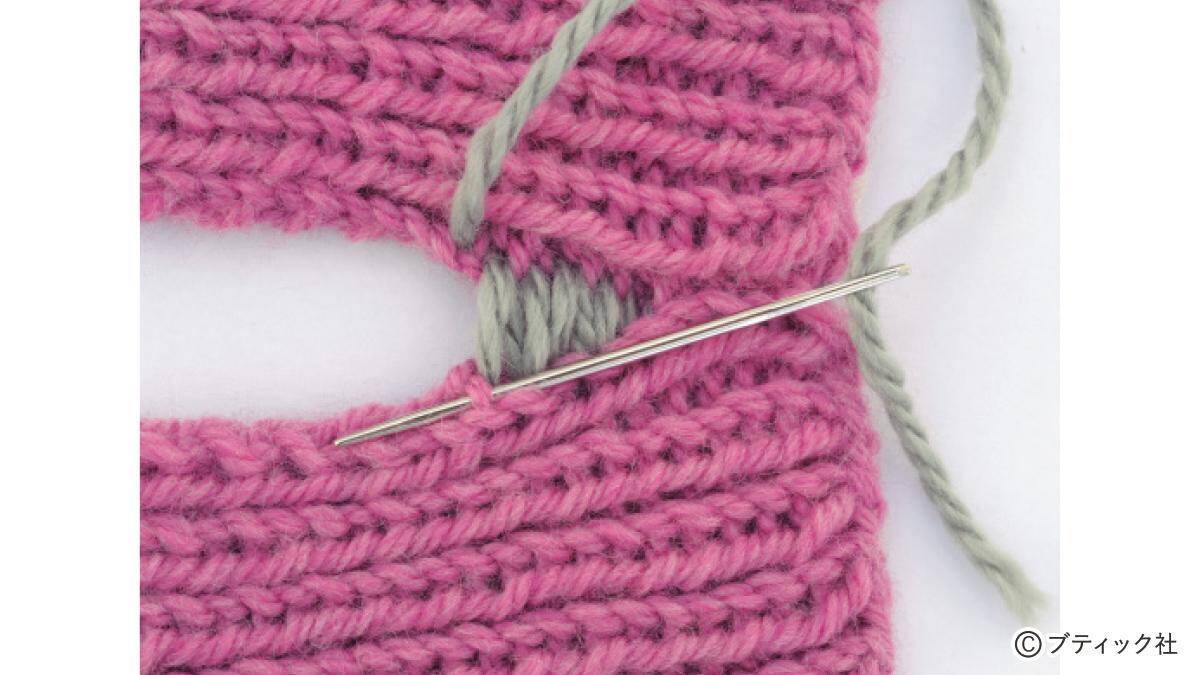 「1目ゴム編みのハンドウォーマー」の編み方