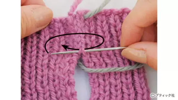 「「1目ゴム編みのハンドウォーマー」の編み方」の画像