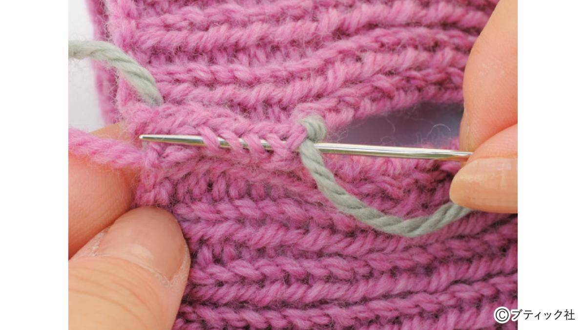 「1目ゴム編みのハンドウォーマー」の編み方