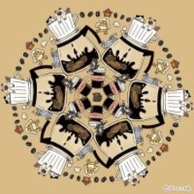 ねこだらけのマンダラぬりえ「Coffee time」