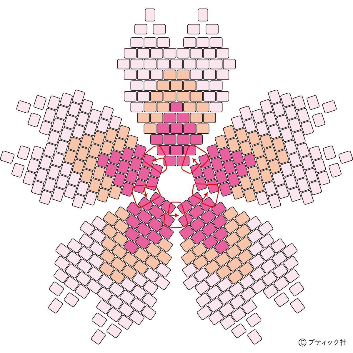 「立体的なさくらのブローチ」の作り方