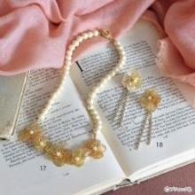 「透かしフラワーのパールネックレス＆イヤリング」の作り方