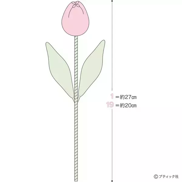 「ニットフラワー「チューリップ」の作り方」の画像