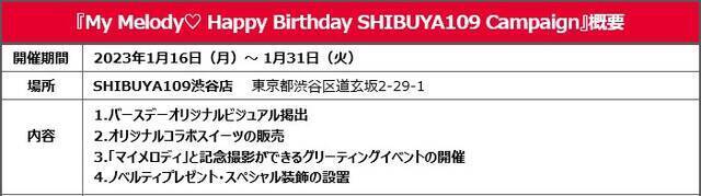 サンリオ「マイメロディ」の誕生日を祝うキャンペーンが「109渋谷」で開催！コラボスイーツや記念撮影、ノベルティのプレゼントなど展開