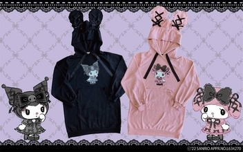 マイメロとクロミの“地雷系”耳付きフードワンピースが発売中！「真夜中のメロクロ」全11種アイテムがドン・キホーテに登場