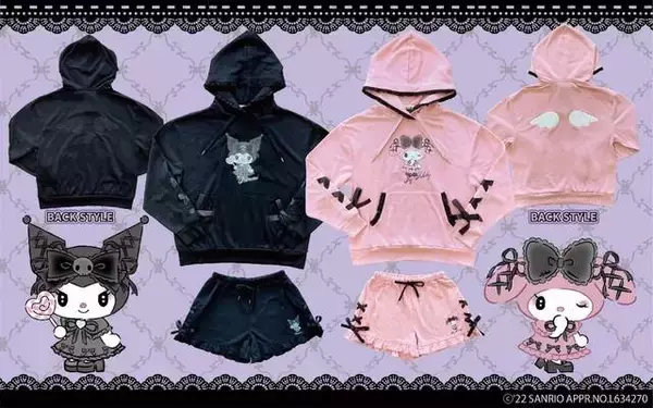 「マイメロとクロミの“地雷系”耳付きフードワンピースが発売中！「真夜中のメロクロ」全11種アイテムがドン・キホーテに登場」の画像