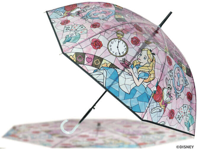 ディズニー『ラプンツェル』『アナ雪』『美女と野獣』のステンドグラス風ビニール傘が発売中。光が透ける美しいデザイン