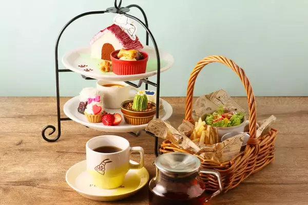 「スヌーピーをテーマにしたカフェ・PEANUTS Cafe 中目黒にてアフタヌーンティーが販売。赤い屋根の小屋をモチーフにしたフルーツサンドなど」の画像