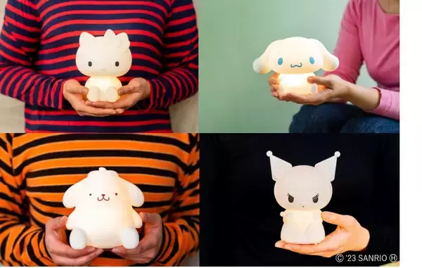 「サンリオキャラのお部屋ライト4種が4月1日に発売。キティ、シナモン、プリン、クロミの愛らしいフォルムをシリコンで再現したキュートなライト」の画像