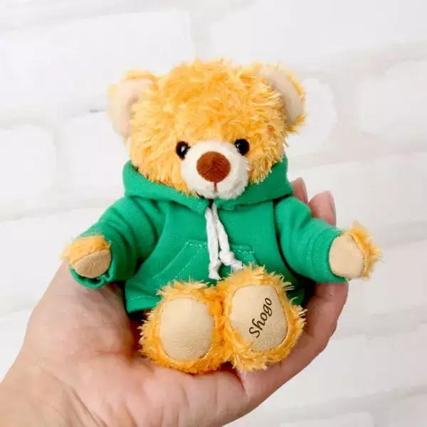 「推しカラーが選べる「推しカラーベア」が発売開始！5色のカラフルなパーカーを着用、足裏に好きな名前を入れることができるテディベア」の画像