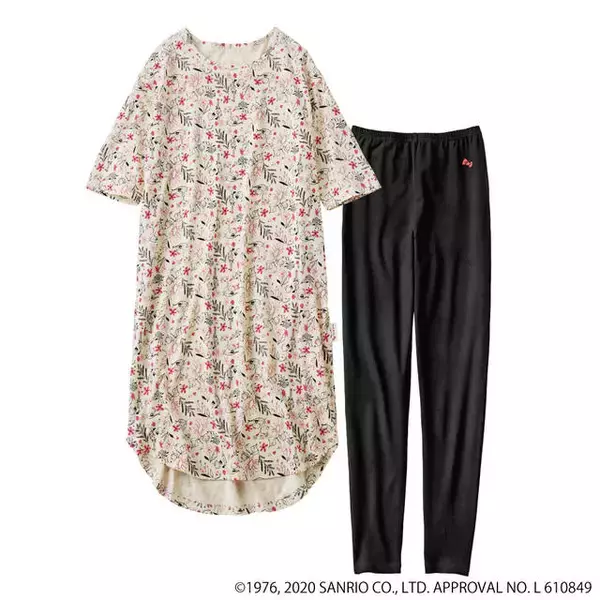 「『ハローキティ』ボタニカル柄のワンピースパジャマが登場♪ おうち時間を可愛く過ごそう♪」の画像
