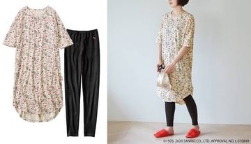 『ハローキティ』ボタニカル柄のワンピースパジャマが登場♪ おうち時間を可愛く過ごそう♪