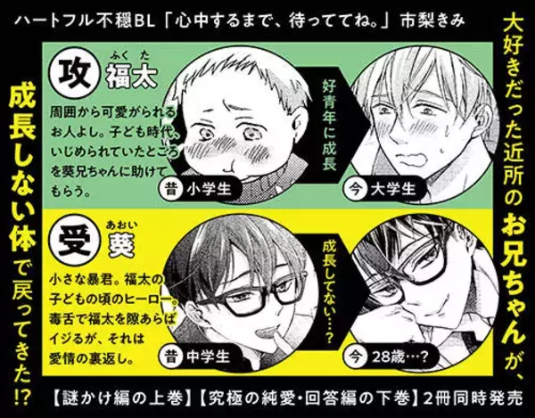 「賛否両論BLコミック『心中するまで、待っててね。』上下巻2冊同時発売！」の画像