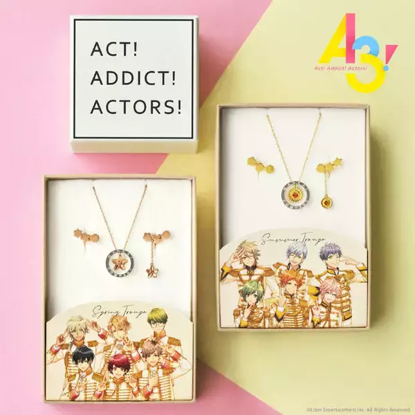 『A3!』コラボジュエリー登場！ 花とクリスタルで劇団員を表現したネックレス、ピアス、イヤリング♪