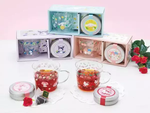 『サンリオ』がお茶専門店「ルピシア」とコラボ！ハローキティやシナモンロール、クロミなど5キャラクターのグラス＆紅茶セットが発売
