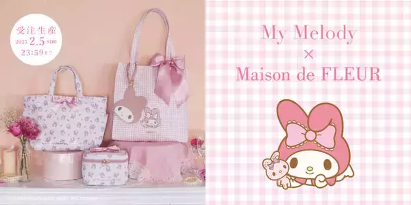 「『マイメロディ』の誕生日を祝した「Maison de FLEUR」コラボアイテムが発売決定！ ピンク色のかわいいトートバッグやポート、パスケースなど登場」の画像