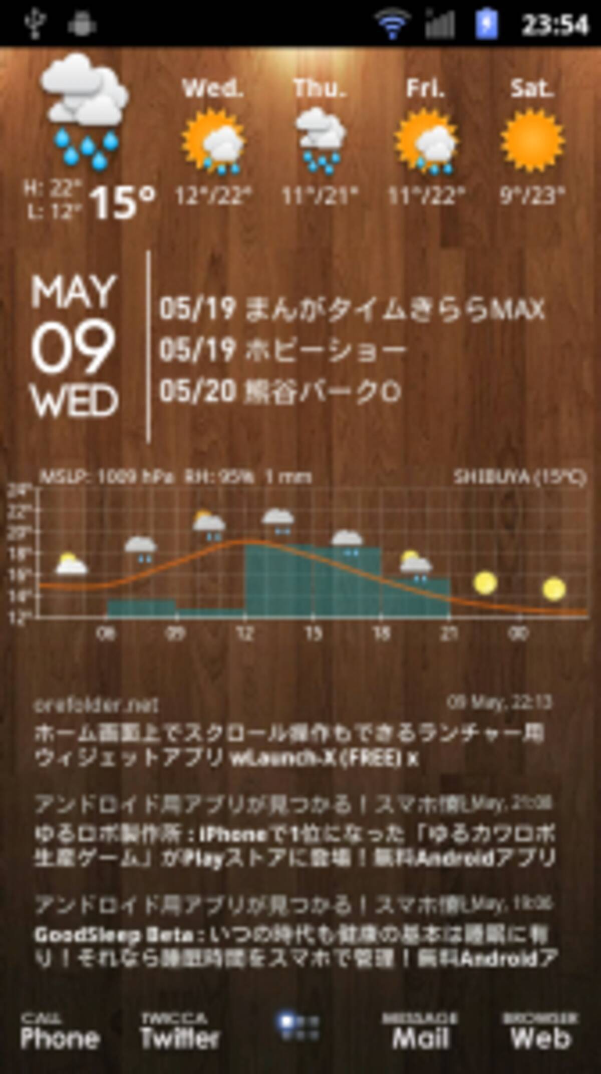 Aix Weather Widget 24時間の天気をグラフ化 ホーム画面を素敵に飾る天気予報ウィジェット 無料androidアプリ 12年5月日 エキサイトニュース